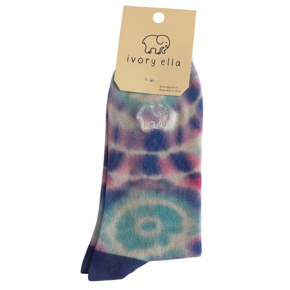 Ivory Ella Ripple Tie Dye Socks Size 9-11 / Shoe 4-10.5 Polyester & Spandex New - Picture 1 of 4
